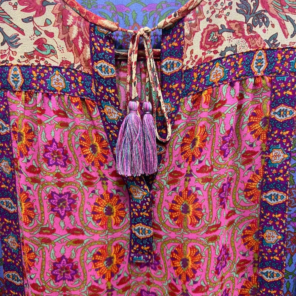 Joie Katja Peasant Floral Boho Silk Blouse Top Xs View 3